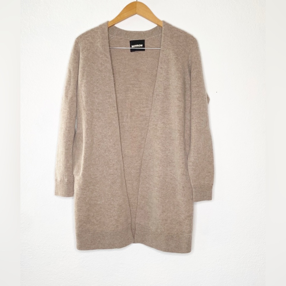 Monrow Merino Wool Cashmere Blend Cardigan Sweater Open Front Size XS